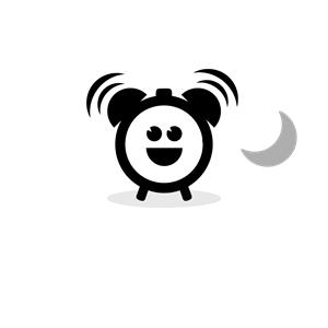 Shiftworker Nutrition Night Shift Support category mascot with clock character and crescent moon