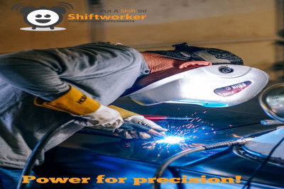 Welder working with precision – Shiftworker supplements for energy and focus on demanding jobs