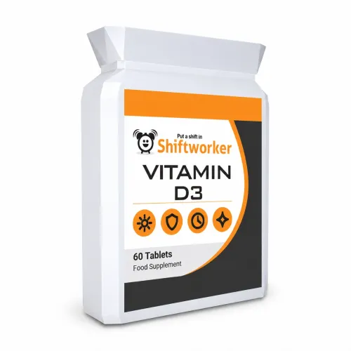 Vitamin D3 1000 IU 60 Tablets Shiftworker Nutrition Vitamin D3 1000IU 60 Tablets food supplement bottle front